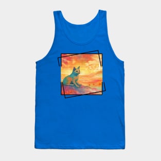 Summertime Cat Enjoying Outside For Summer Solstice With Colorful Background With Nature Scene With Cat Being Cute For Pet Owner Who Loves Tank Top